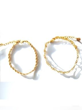 BAUBLEBAR 2 Piece Layering Bracelet Set, Gold Plated Brass, NWT